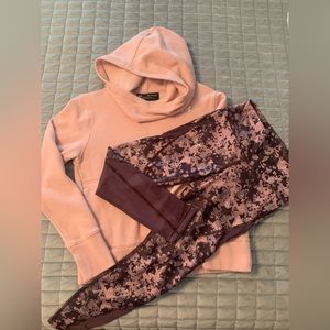 Blush Under Armour Hoodie and Burgandy Matching Leggings